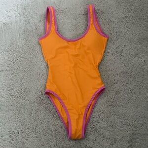 93 Play Street Piper Orange and Pink One Piece Swimsuit XS